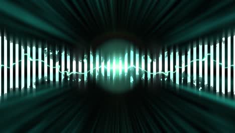 visualizer equalizer meters modern audio on dark green background.