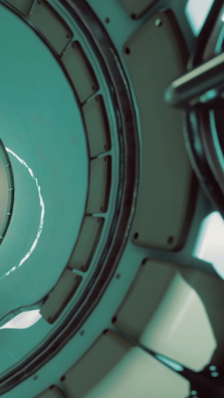 Looking up at a machine in a medical facility during a scanning process