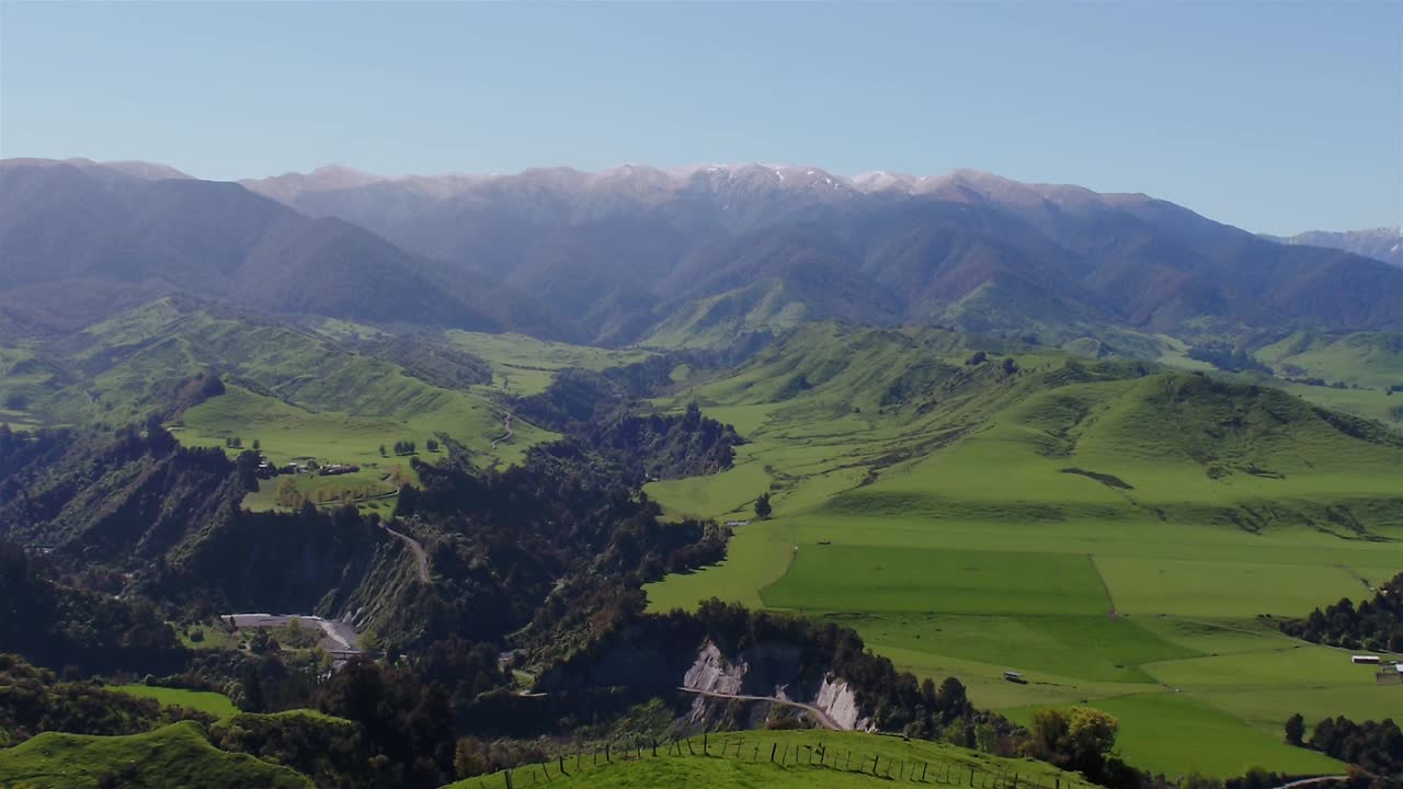 Scenic rural New Zealand high country farm in Taihape.