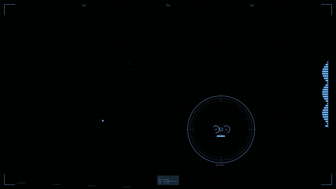 A military heads up display used in a sci fi setting. It features targeting information and graphical elements for strategic planning in combat scenarios