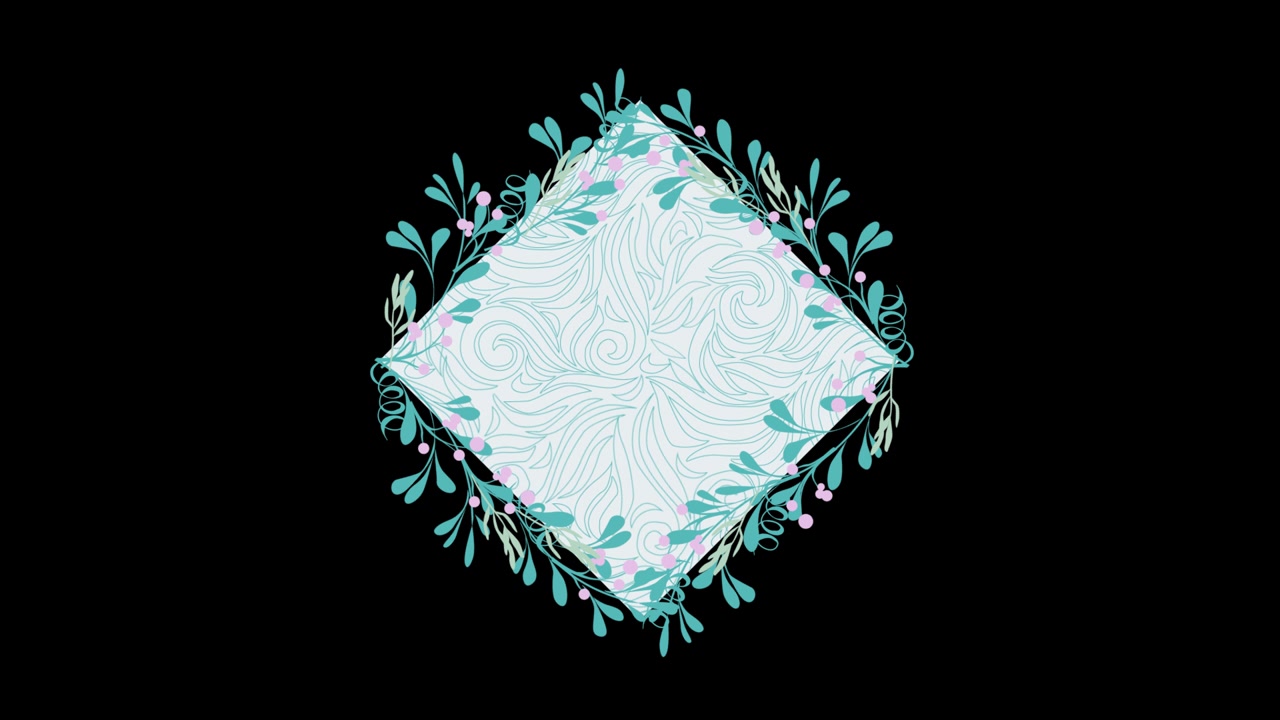 Animerad diamantram med blomsterornament och rökeffekt.