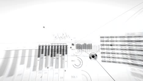 moviéndose a través de abstract global creciente red de negocios y conexiones de datos. hermosa animación 3d en bucle blanco y negro con líneas y puntos. concepto de negocios y tecnología.