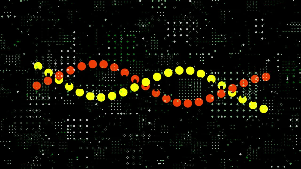 검은 바탕 위에서 회전하는 dna 줄기의 애니메이션