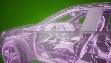 Holographic-animation-of-3D-wireframe-car-model-with-engine