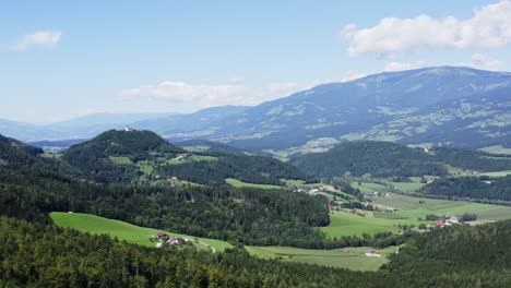 scenic aerial view at greenery landscape in austria