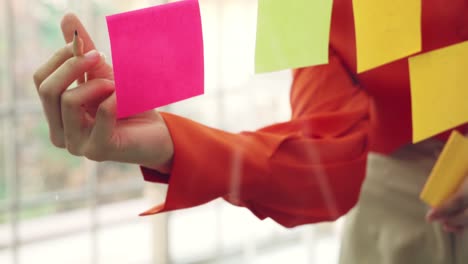 business people work on project planning board