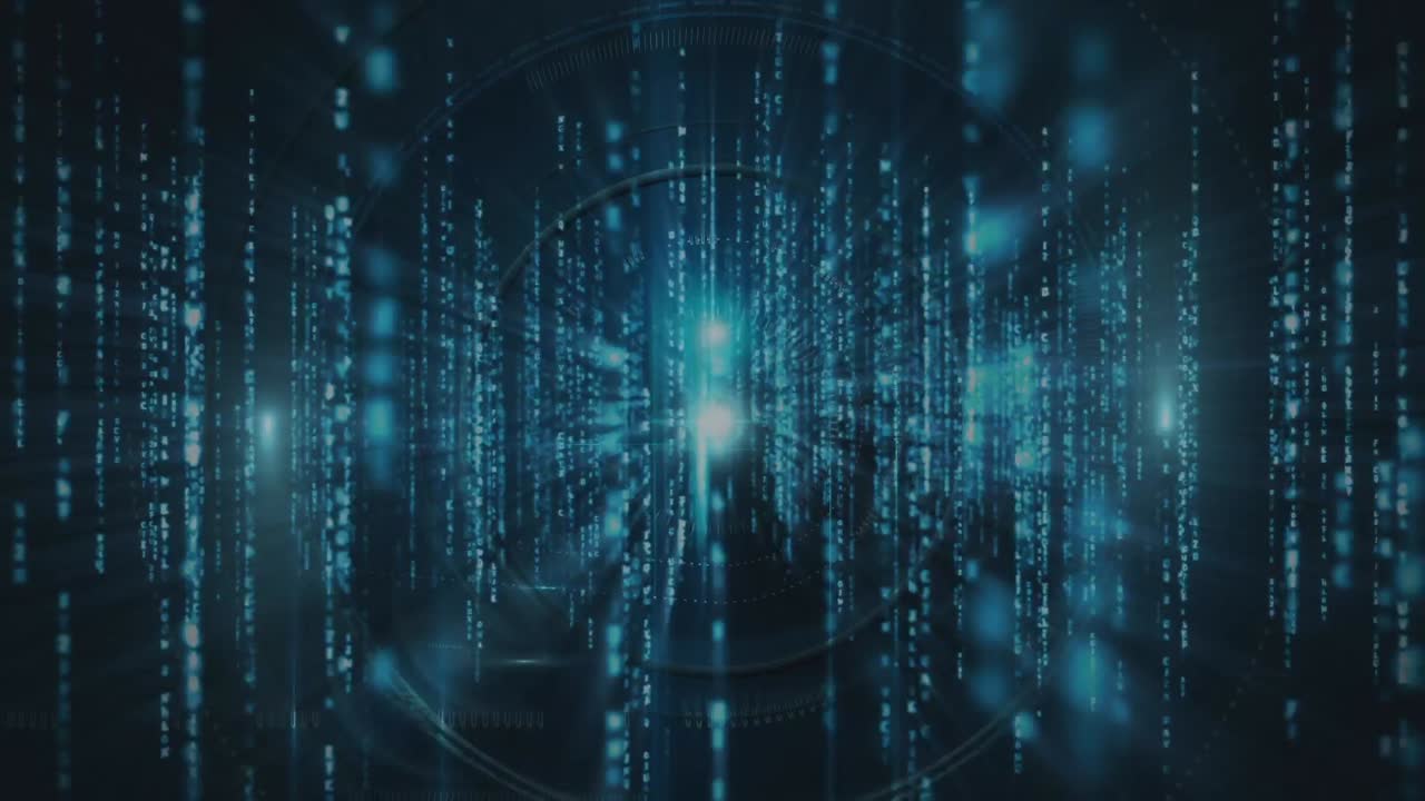 Animation of graphs over lights in black digital space