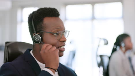 Black-man,-call-center-and-telemarketing