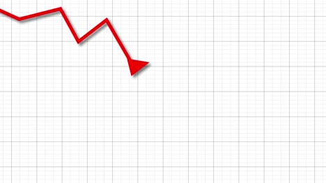 animation footage of graph showing fluctuated downward trend, downward red arrow chart