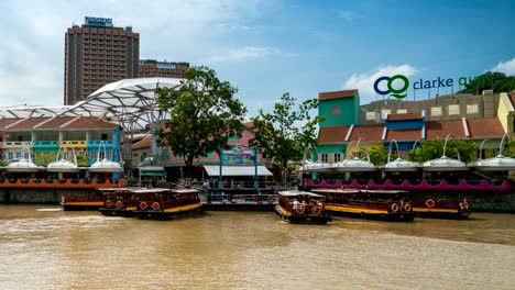 4k time lapse : traffic at clarke quay, singapore