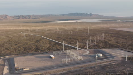 Boulder Solar Farm&#039;s Electrical Substation in Boulder City, Nevada Desert, Aerial
