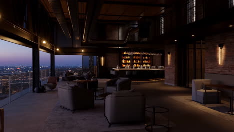 luxurious rooftop bar with city views at night