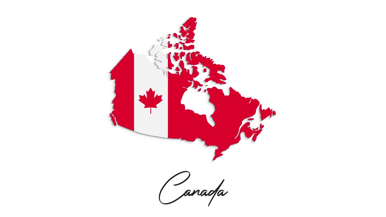 mapa 2d de la bandera nacional de canadá en efecto de stop motion. la bandera de canadá traza con pincel el fondo artístico.