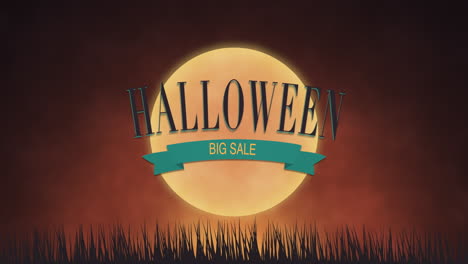 Gran-Venta-De-Halloween-Con-Gran-Luna-Y-Hierba-En-El-Campo