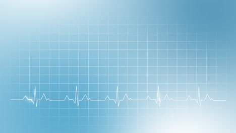 gradient blue looped medical background with grid and electrocardiogram symbol line. flat motion graphics.