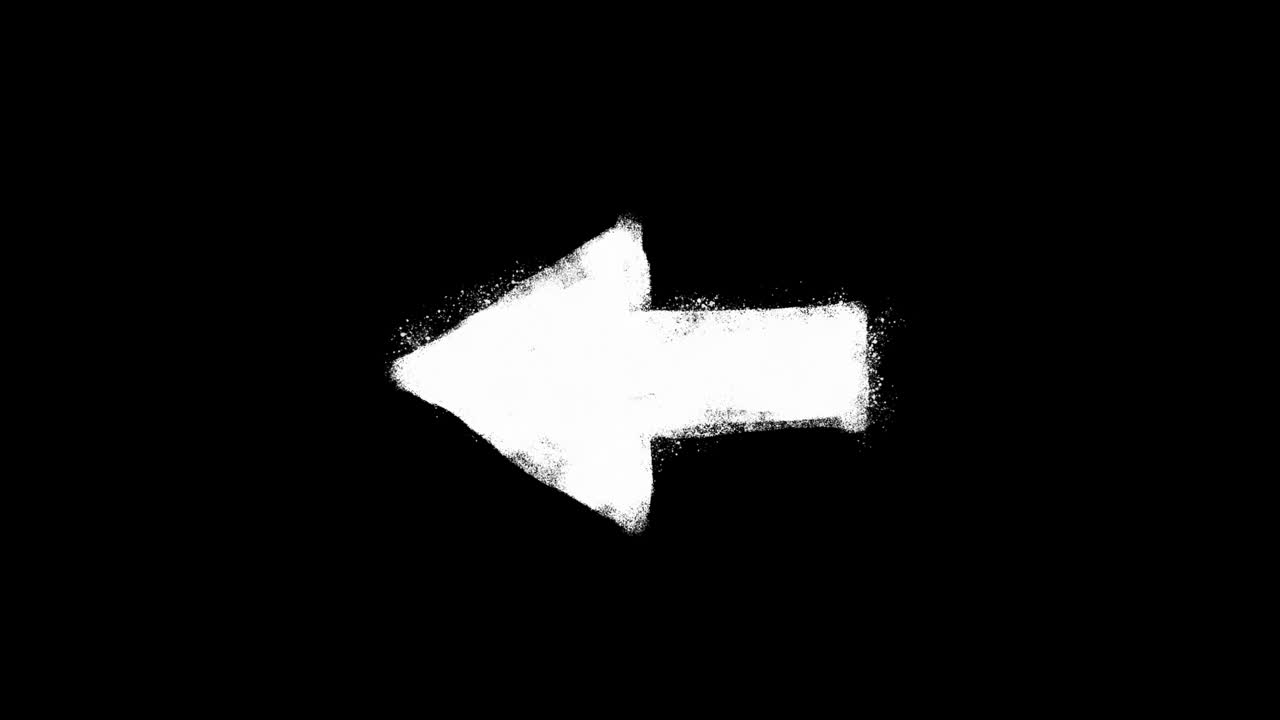 Flickering White Chalk Arrow Pointing Left on Black Background