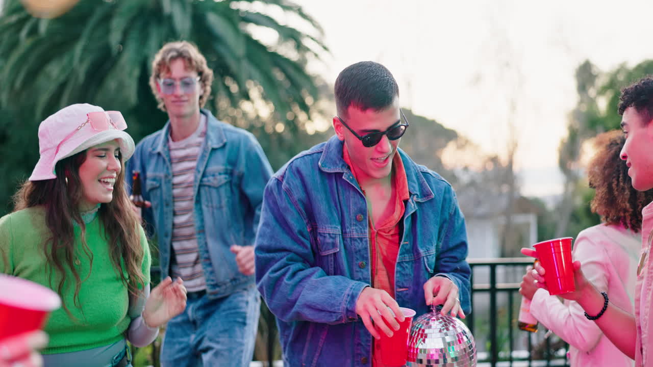 Friends celebrating at an outdoor party