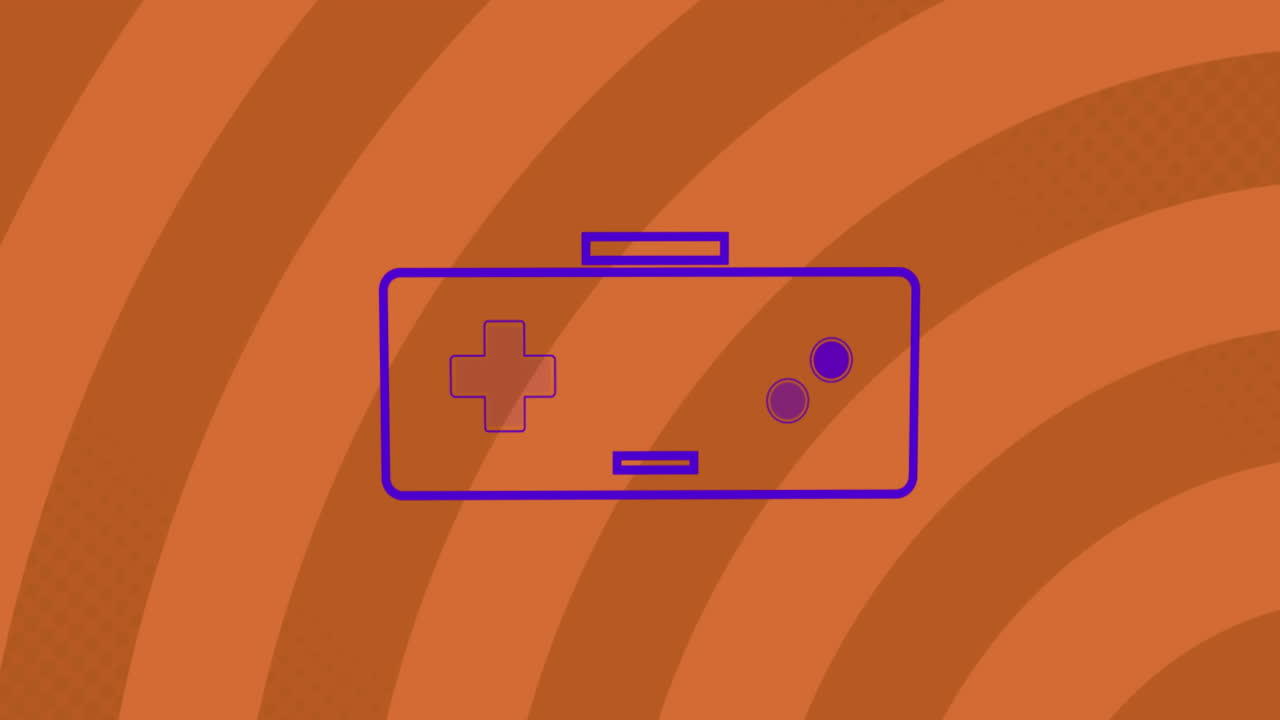 Animation of video game controller icons against red radial background