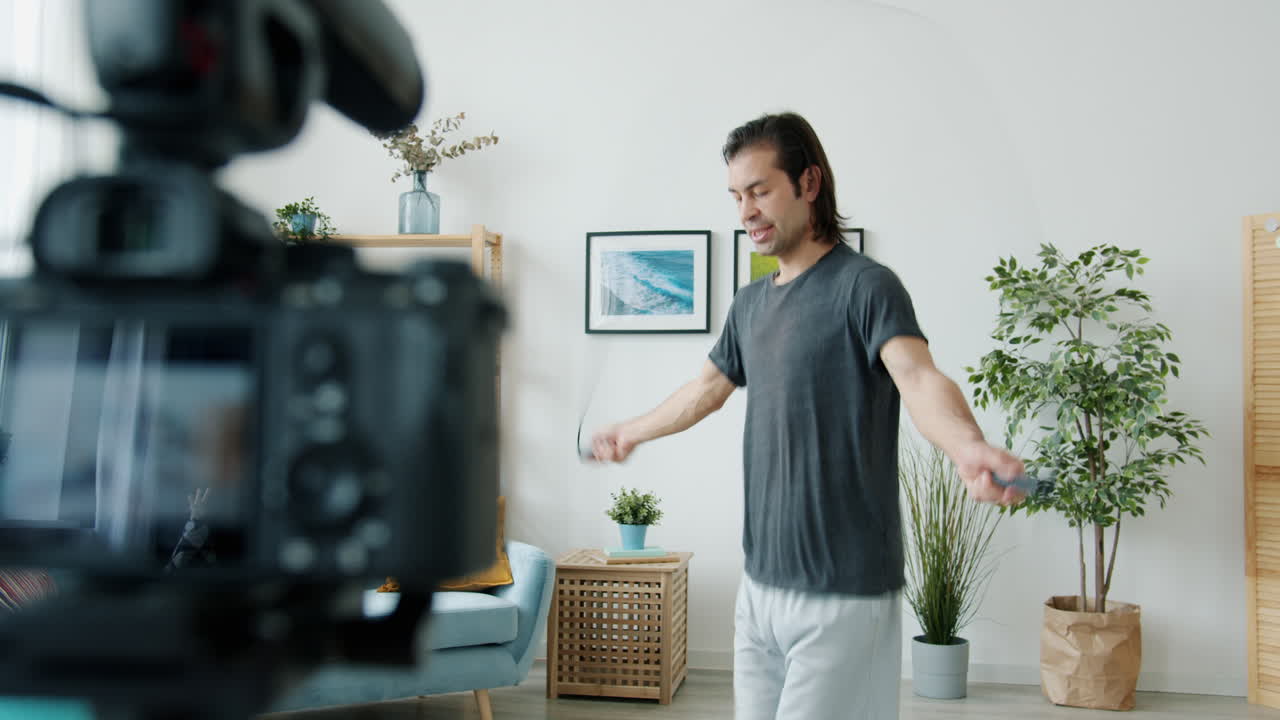 Man Jumping Rope at Home - Workout Video