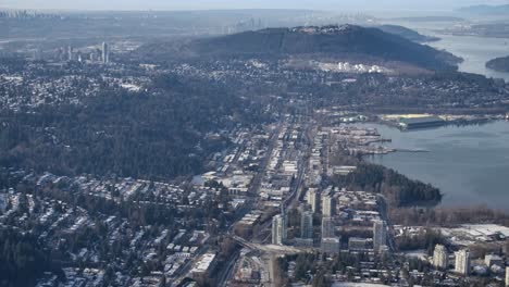 metro vancouver area, port moody and burnaby mountain - urban aerial