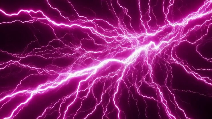 Fulmini elettrici rosa vibrante su sfondo scuro