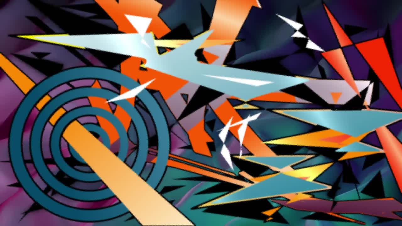 animación de diversas formas abstractas coloridas sobre un fondo negro