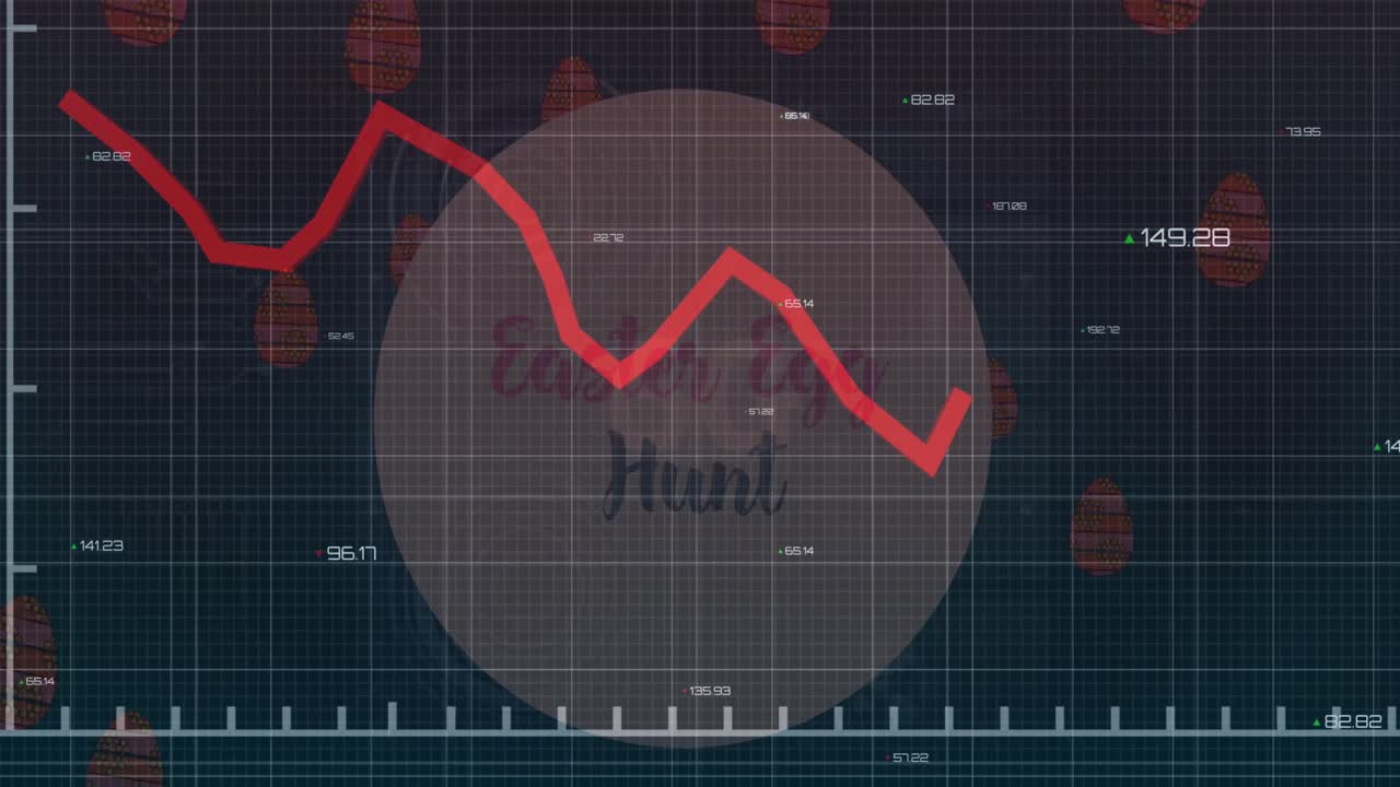 Animation of financial data processing over dark background