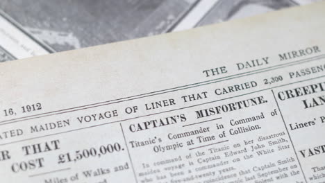 newspaper reports after the sinking of the titanic ship in 1912 detailing the cost of the liner and the captain's misfortune