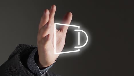 video vertical de la mano extendida con un icono de compra digital blanco que aparece