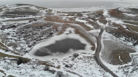 frozen landscape of iceland, aerial view