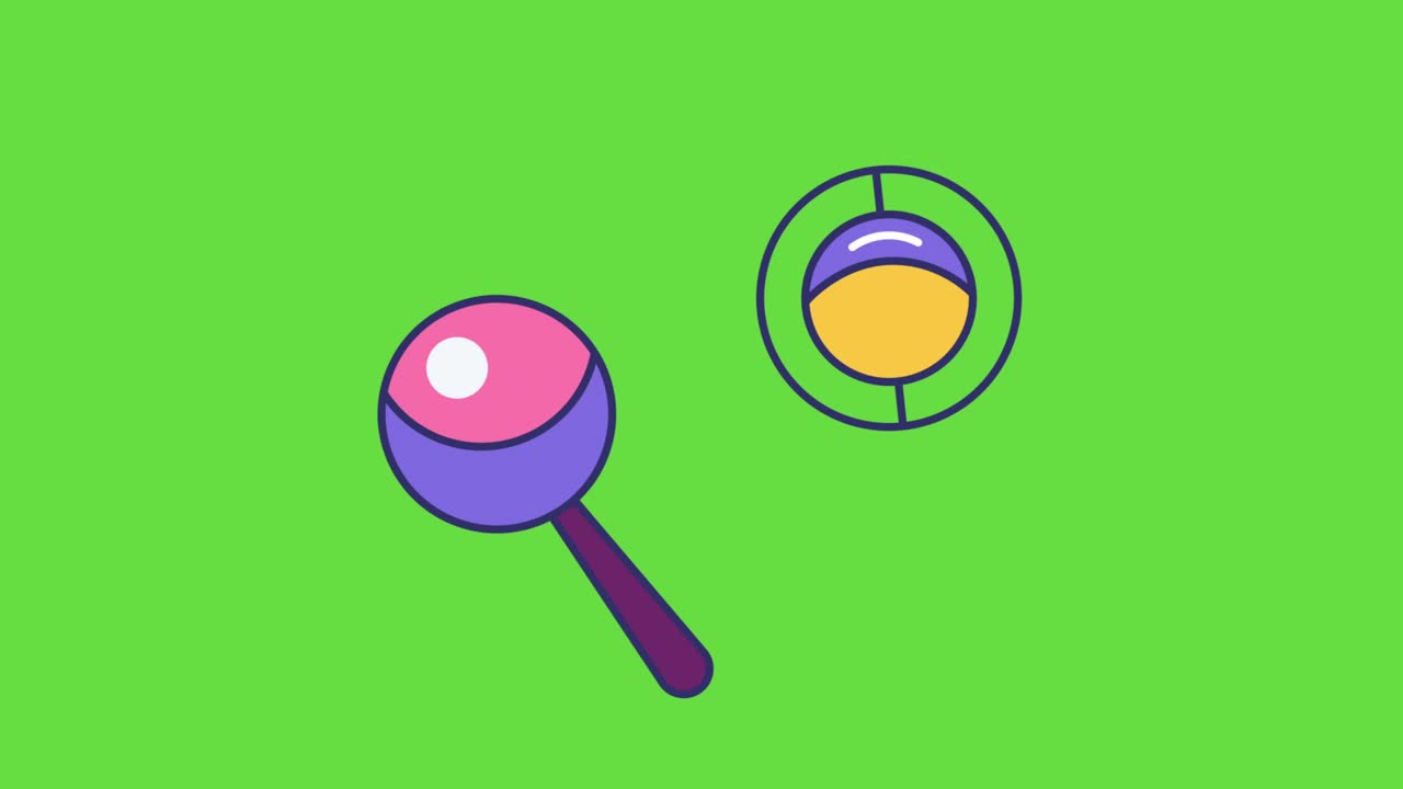 4k video of cartoon toy design on green background.