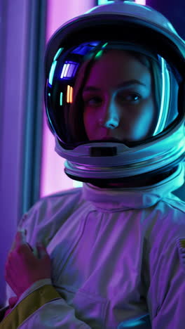 futuristic astronaut in neon glow