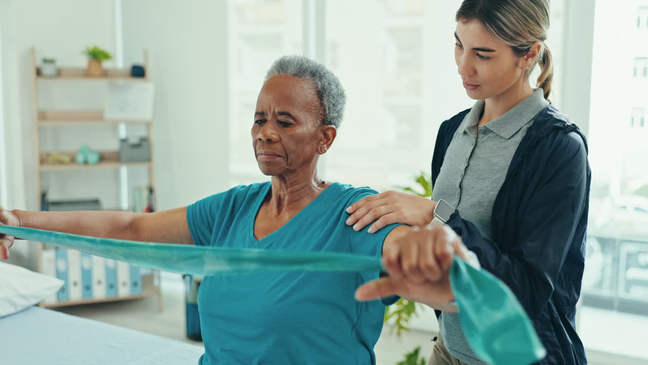 Physical therapy, senior woman