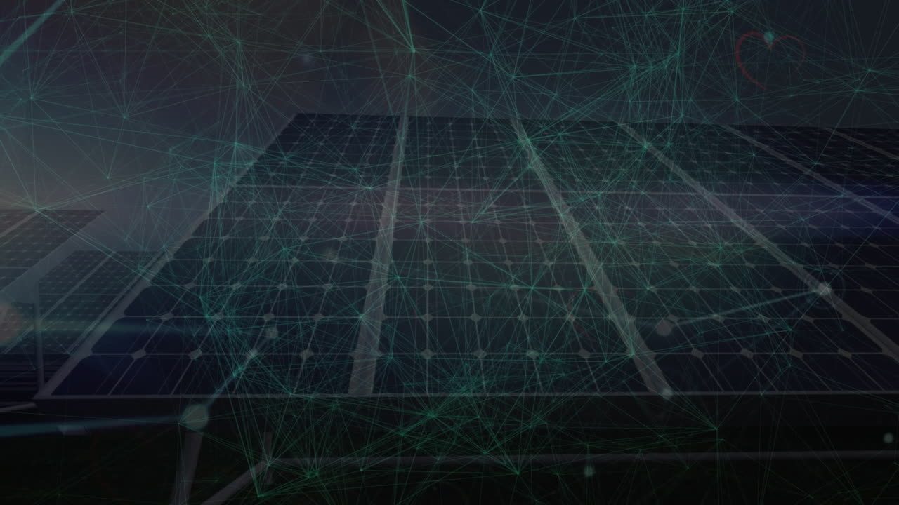 animación de redes de conexiones a través de paneles solares
