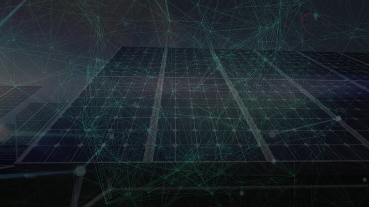 Animation of networks of connections over solar panels