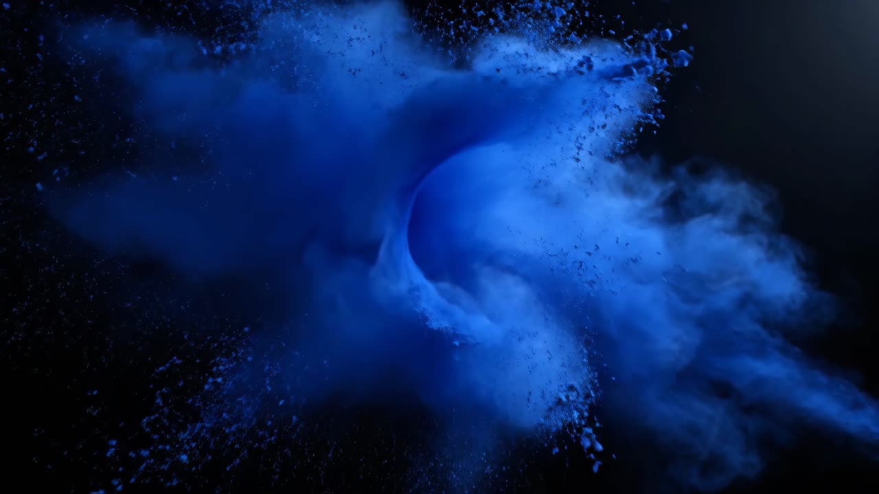 explosión de polvo azul