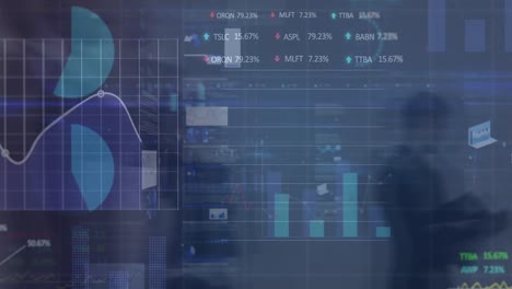 Animation-of-financial-data-processing-and-statistics-over-grid