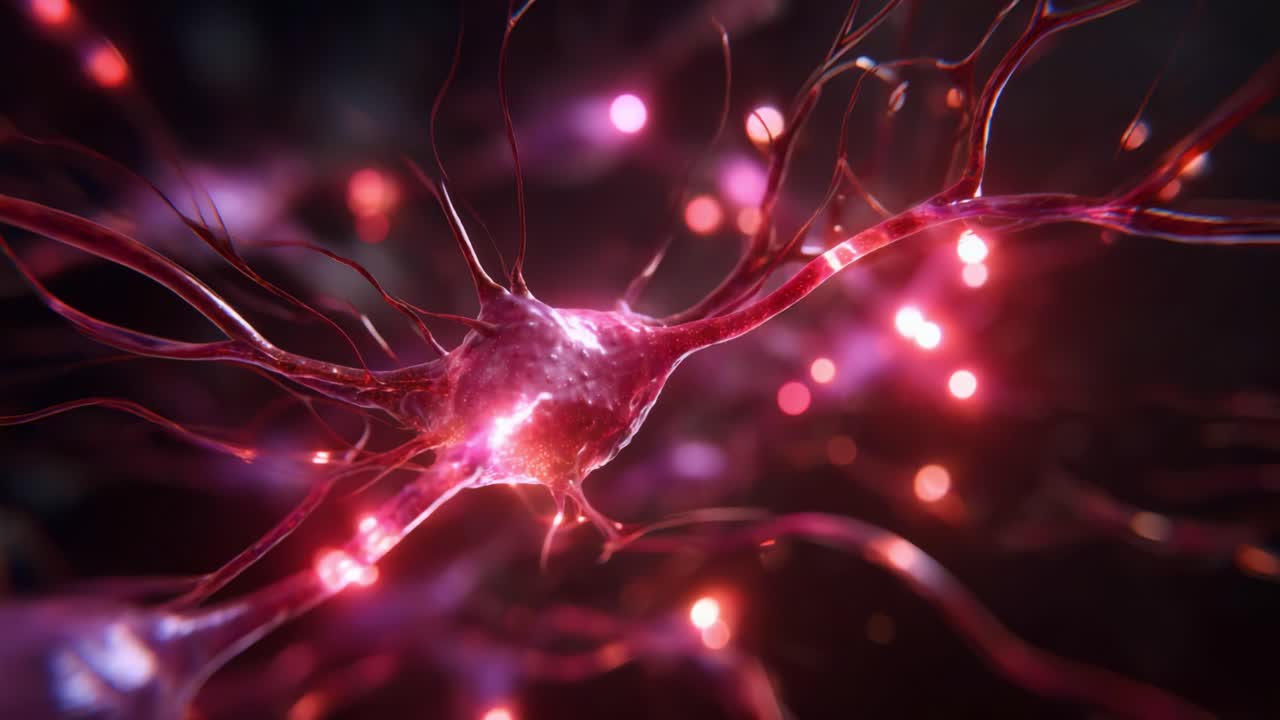Captivating Close-Up of a Neuron with Glowing Tendrils and Axons, Capturing the Complexity and Beauty of Neural Connections in Stunning Detail