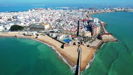 aerial view of the white city and coastline of cadiz, spain