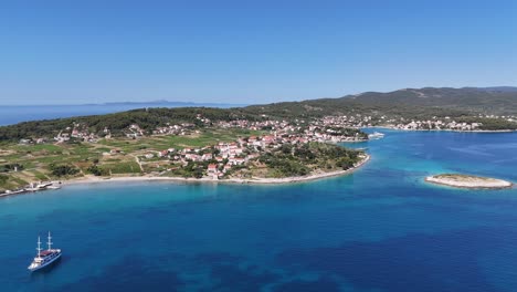 aerial drone view of islands off the coast of croatia adriatic sea dalmatian coast