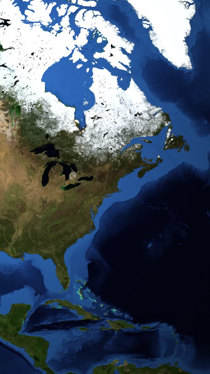 Animation zooms from Earth to New York, highlighting a famous landmark with dynamic transitions and vibrant colors
