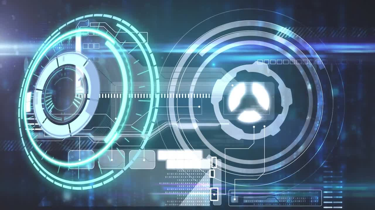 Animation of scope scanning and data processing on black background