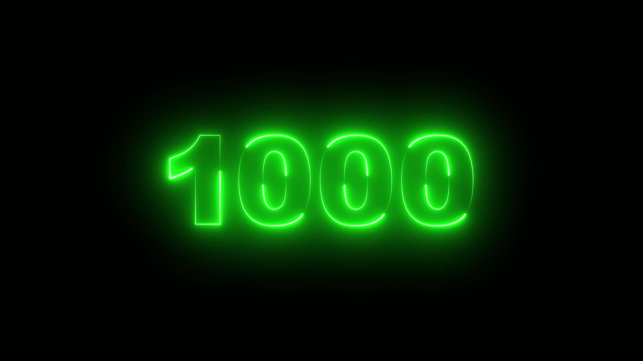 Neon green number 1000