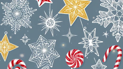 christmas pattern with snowflakes, stars, and candy canes