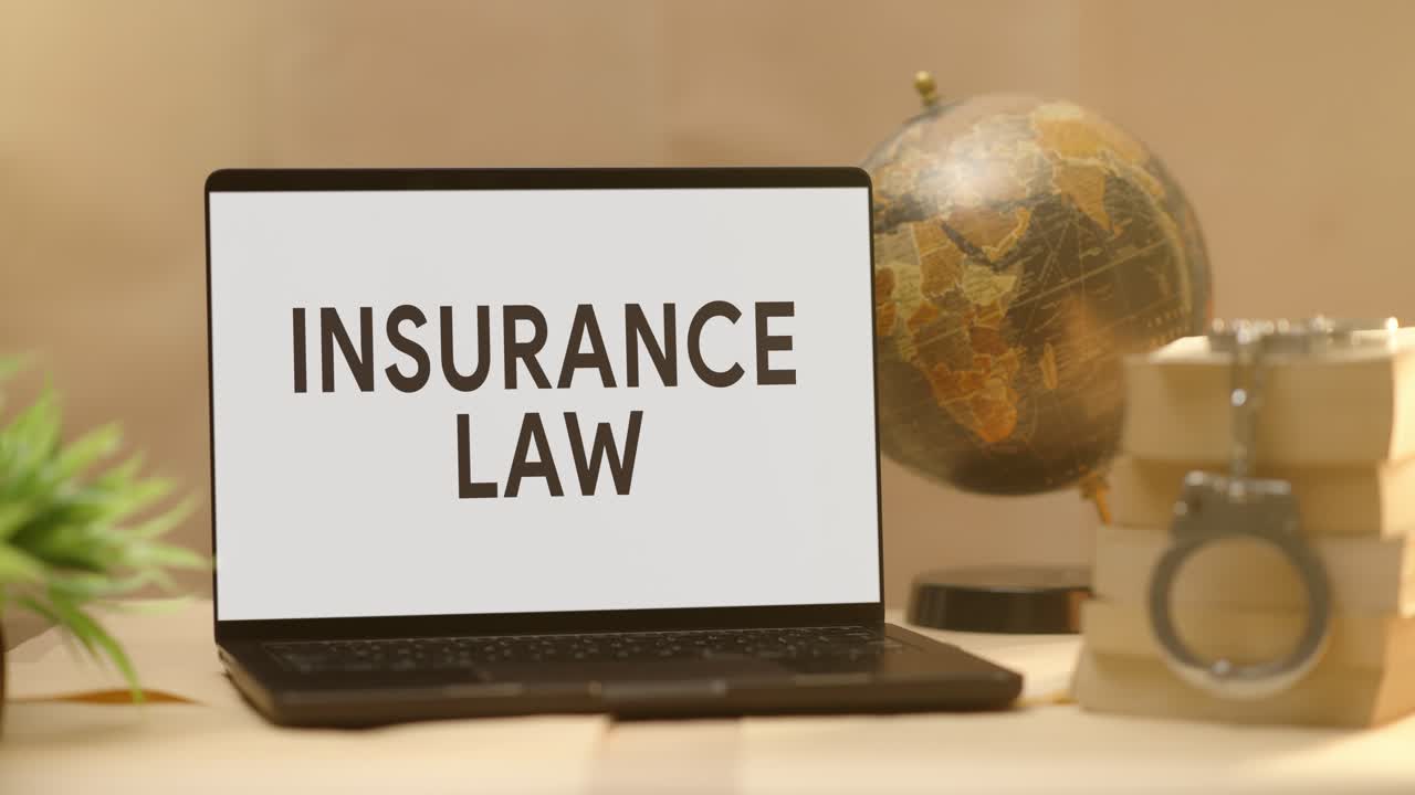 INSURANCE LAW DISPLAYED IN LEGAL LAPTOP SCREEN