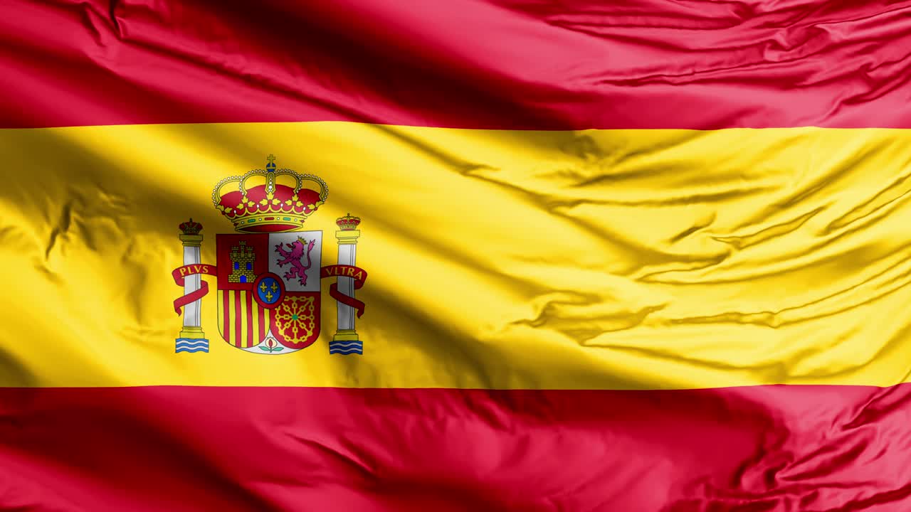 españa, bandera española agitando el bucle de fondo