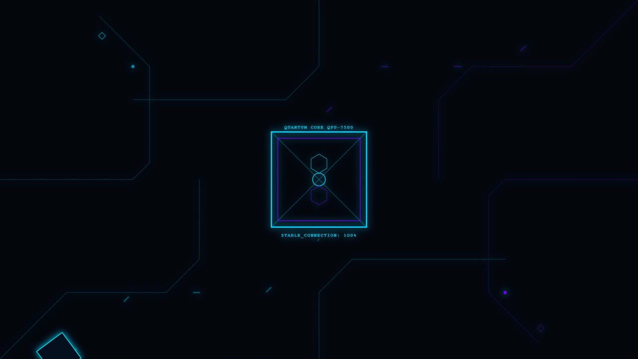 Futuristic Quantum Core Interface with Digital Data Visualization