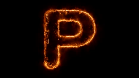 alphabet p word hot animated burning realistic fire flame loop.