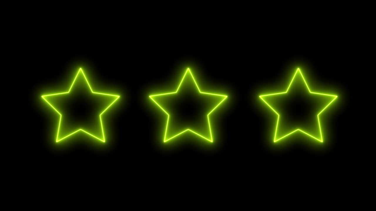 노란색 네온 별 빛나는 애니메이션 모션 그래픽