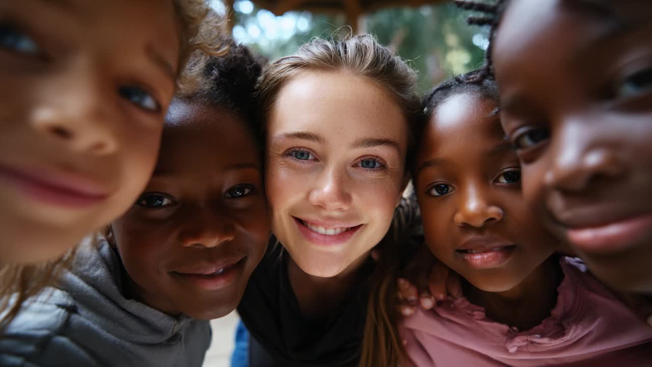 A Joyful Gathering of Youthful Faces Celebrating Friendship and Community, Capturing the Essence of Connection and Happiness in a Heartwarming Natural Setting with Beautiful Smiles and Laughter